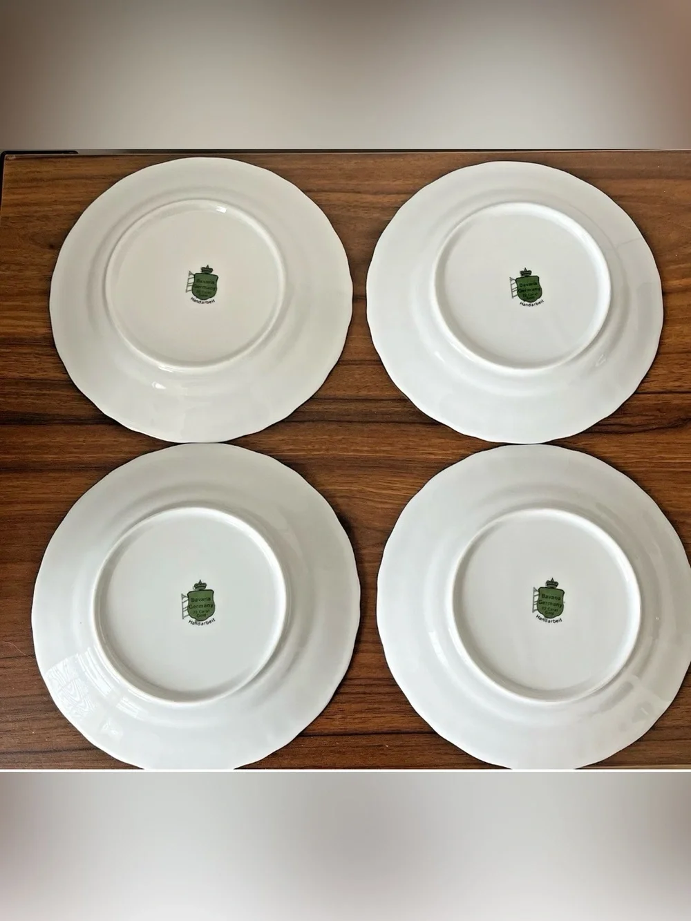 Handarbeit Bavarian 22k Gold Trim Rose Dessert Plates Set of 4